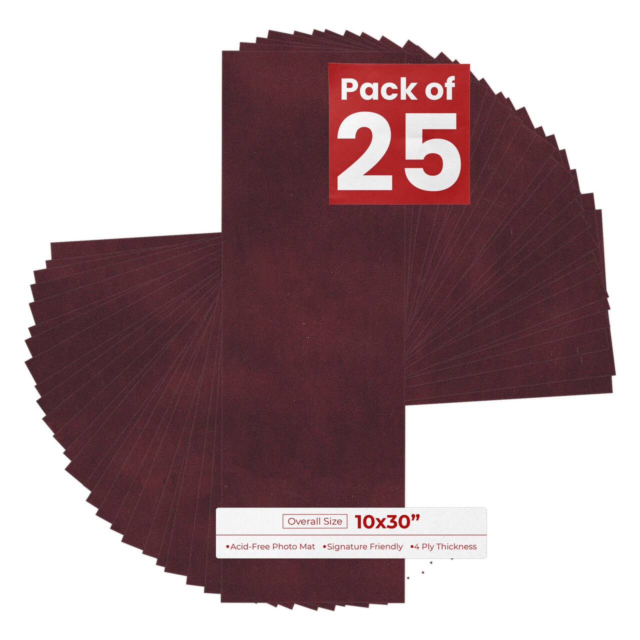 Dark Red Suede 10x30 Uncut Mat Board - Blank Sheets, No Opening
